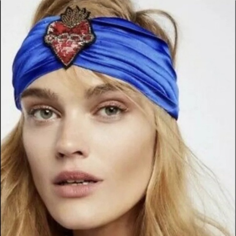 Free people joshipura cobalt heart turban headband